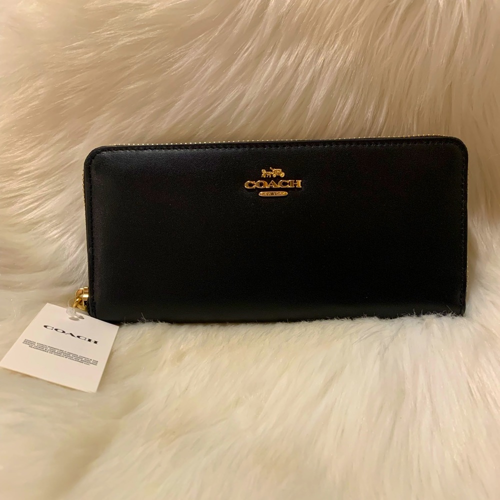COACH Smooth REFINED CALF LEATHER Slim ZIP AROUND WALLET NWT retail $175